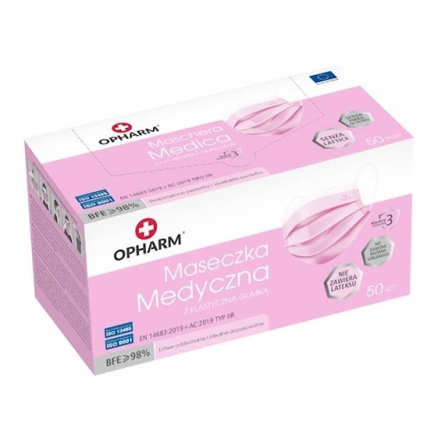 MASKA MEDYCZNA OPHARM 50szt. PASTEL PINK
